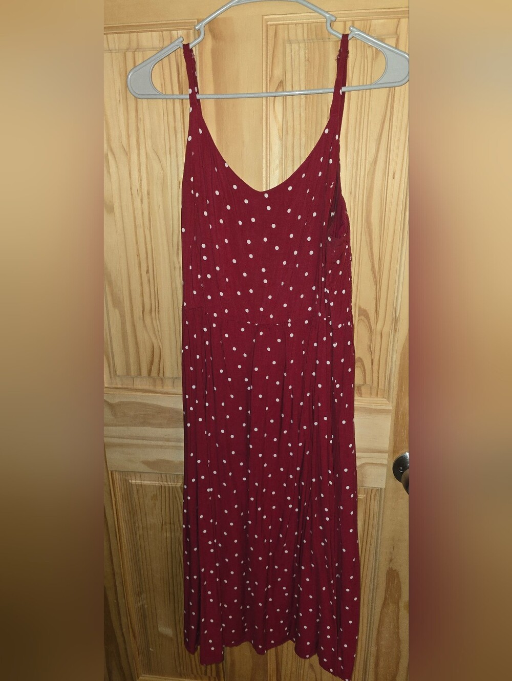 Burgundy Polka Dot Maxi Dress XL